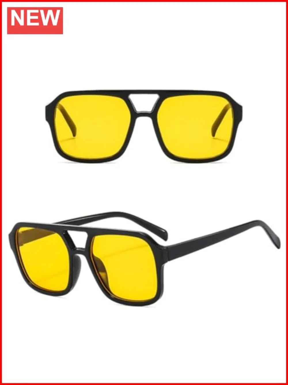 Retro 70s Square Aviator Sunglasses Rectangle Flat Frame Trendy Shades